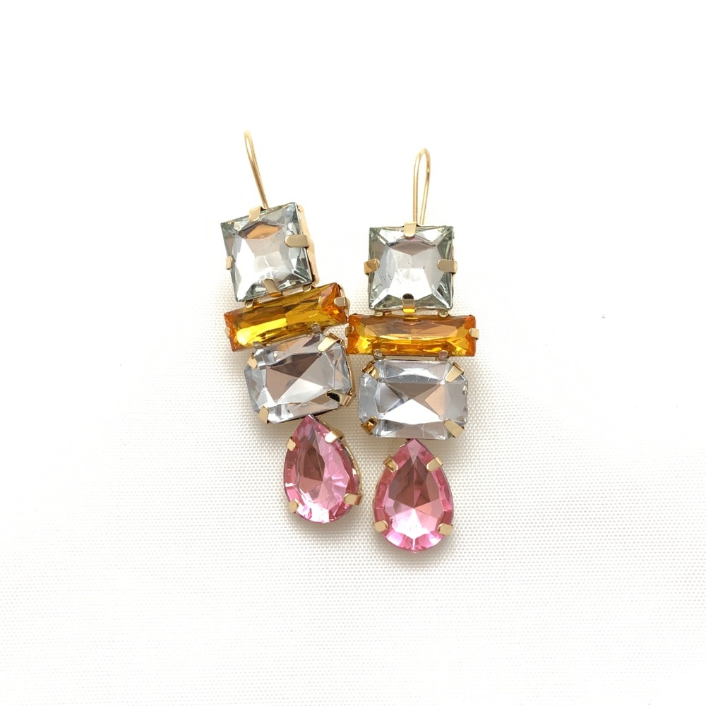 Clear Crystal Tassel Earrings